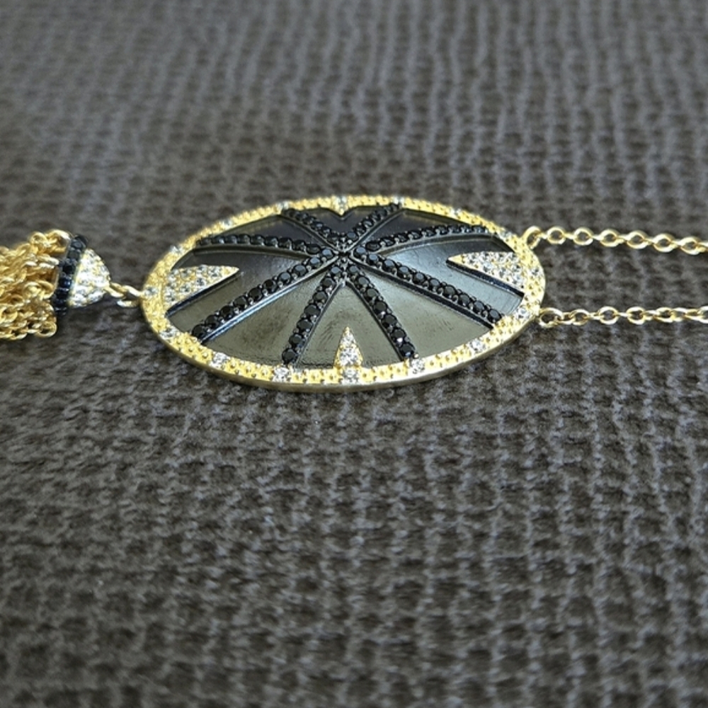 Freida Rothman Long Starburst🎇 Necklace with Gold💛 Chain⛓️ Tassel - NWT - Picture 8 of 16